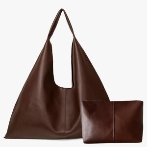 Minimalist Brown Leather Tote Bag